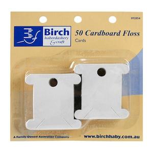 Haberdashery: Birch Floss Cards, White- 50pk