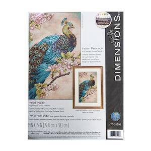 Dimensions Stitch Kit, Indian Peacock- 22.8 x 38cm