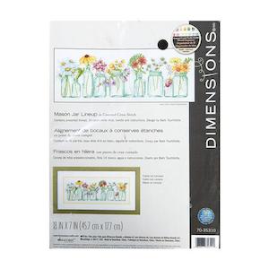 Dimensions Stitch Kit, Mason Jar Lineup- 45.7 x 17.7cm