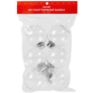 DIY Shatterproof Baubles 6pk- 70mm