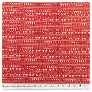 Haberdashery: Christmas Cotton Fabric, Red Reindeers- Width 112cm