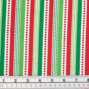 Christmas Cotton Print Fabric,Red/White Spots And Stripes- Width 112cm