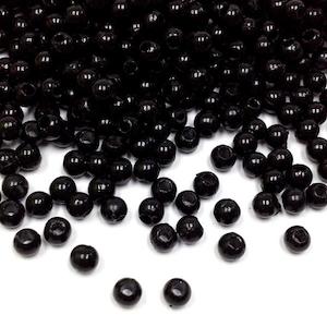 Haberdashery: Arbee Round Beads, Black- 4mm