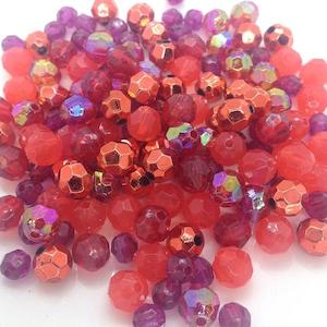 Haberdashery: Arbee Facet Opaque Beads, Reds- 25g