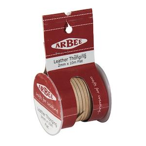 Arbee Leather Thonging, 2mm Flat Natural -10m