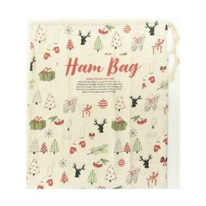 Haberdashery: Calico Ham Bag, Christmas Print- 50cmx40cm