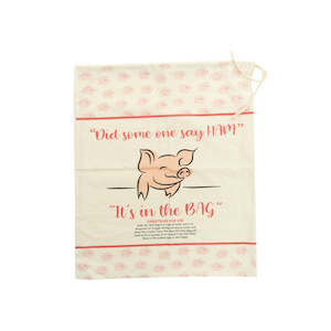 Haberdashery: Calico Ham Bag, Pig Print- 50cmx40cm