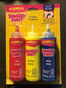 Scribbles Squishy Fabric Paint, Primary Colours- 3pk