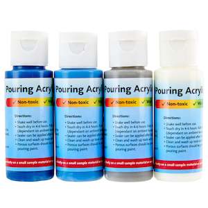 Haberdashery: Makr Paint Pour Kit, Into The Blue (White, Grey, Mid Blue, Dark Blue)- 4pk