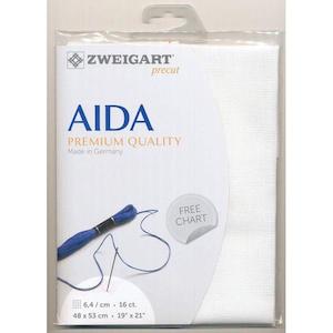 Zweigart Fat Quarter Aida, White- 16 cnt