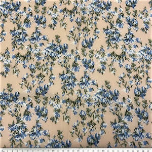 Twill Chiffon Fabric, Beige Floral- 140cm