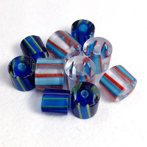 Haberdashery: Arbee Glass Beads, Blue/Aqua Mix- 10mm