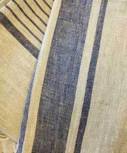 Pure Linen Tea Towels Beige/denim STRIPE