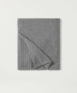 Cashmere Cable Knit Blanket Grey