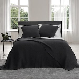 Linen - household: Cotton Throw BLISS BLACK