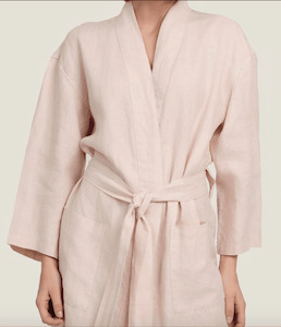 Linen Robe Blush 100% Pure French Linen