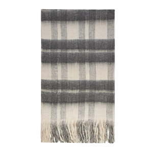 MOHAIR Blend Check Throw White/Dark Grey Bliss