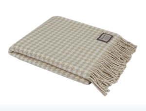 FOXFORD Houndstooth Merino Luxury Throw Bone