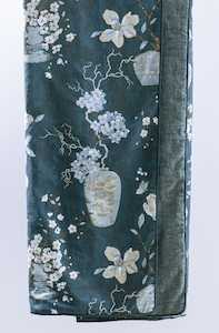 Ikebana Teal Throw