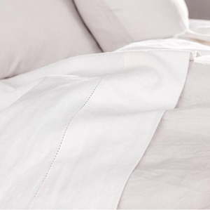 WHITE Cotton Linen Sheets Union Hemstitch