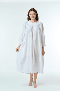 Arabella White Long Sleeve Nightie – Smocking with Embroidery