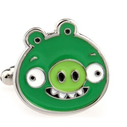 Internet only: Angry bird (green pig) cufflinks