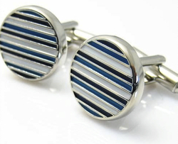 Internet only: Stripey blue circles cufflinks