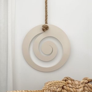 Koru wall hanging with natural rope, Vanilla