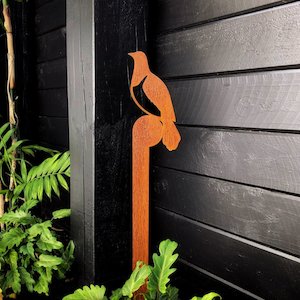 Corten kereru garden stake LARGE