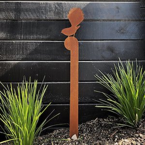 Corten fantail garden stake LARGE