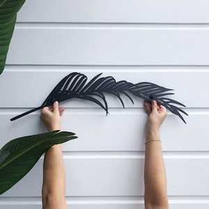 Tropical palm leaf black small