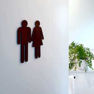 corten steel bathroom symbols