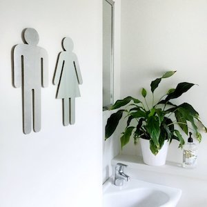 Bathroom Symbols: Brushed stainless steel toilet symbols