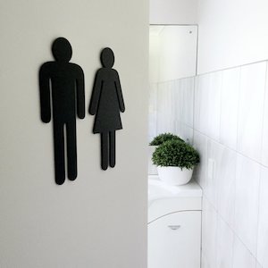 Matte black steel toilet people (20cm tall)