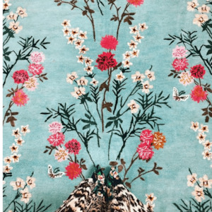 Preorder: Flowers of Virtue Opal Blue Hand Tufted Rug PRE ORDER