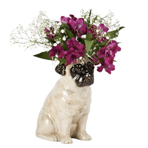 Quail Ceramics: Pug Fawn Flower Vase