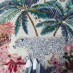 Wendy Morrison Rugs: Leopard Palms Light 300x220cm Hand Tufted Rug PRE ORDER