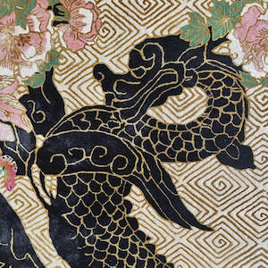 Wendy Morrison Rugs: Dragon Florals Black & Gold Hand Tufted Rug PRE ORDER