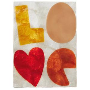 Art: Red Golden Love Tile Wall Art