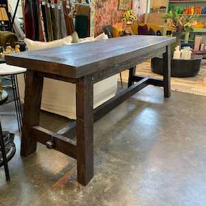 Black Teak Trestle Console Table