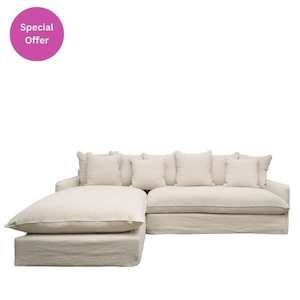 Sofas: Lotus Slipcover 2.5 Seater Modular with RH Chaise