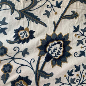 Crewel Work Blue Fabric