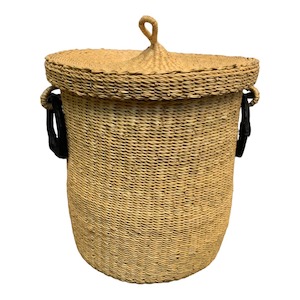 Woven Natural Medium Basket with Lid