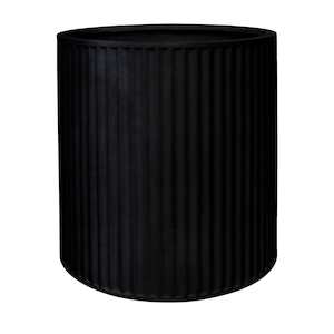 Piako Ribbed Cylinder Planter Large - Black PRE ORDER