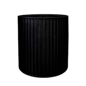 Piako Ribbed Cylinder Planter Medium - Black PRE ORDER