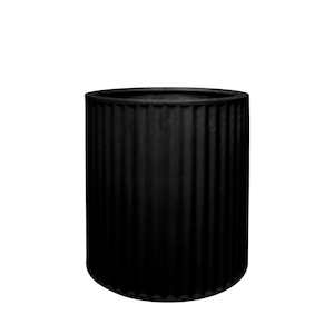 Piako Ribbed Cylinder Planter Small  - Black PRE ORDER