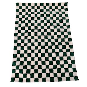 Green Checkerboard Wool Rug