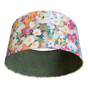 Lamp Shades: Hollyhocks Spring & Green Cord Lined 22" Lampshade