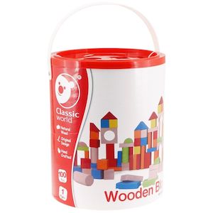 Baby wear: Classic World | 100pc Wooden Blocks Barrel