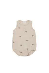 Infant clothing: Pima Cotton Noah Playsuit - Henry Hedgehog Birch | Jamie Kay